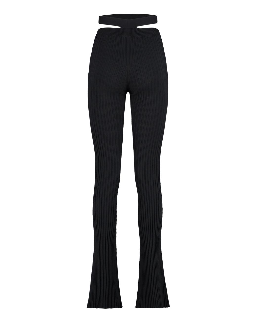 ANDREADAMO Blue Ribbed Knit Flared Trousers Viscose