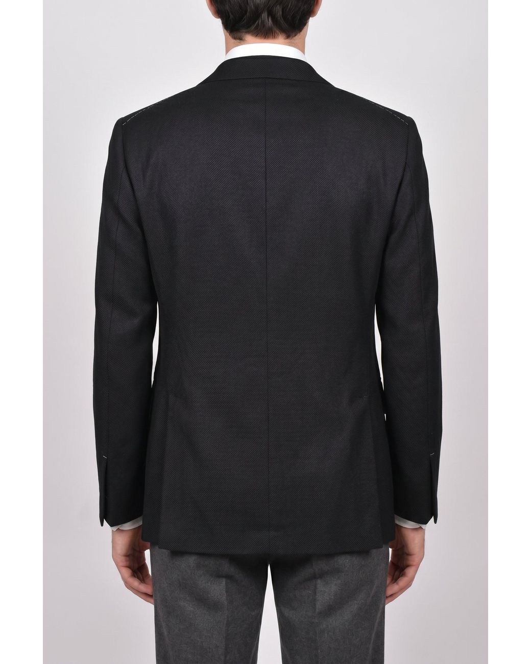 Brunello Cucinelli Black Wool Blend Tailored Blazer for men