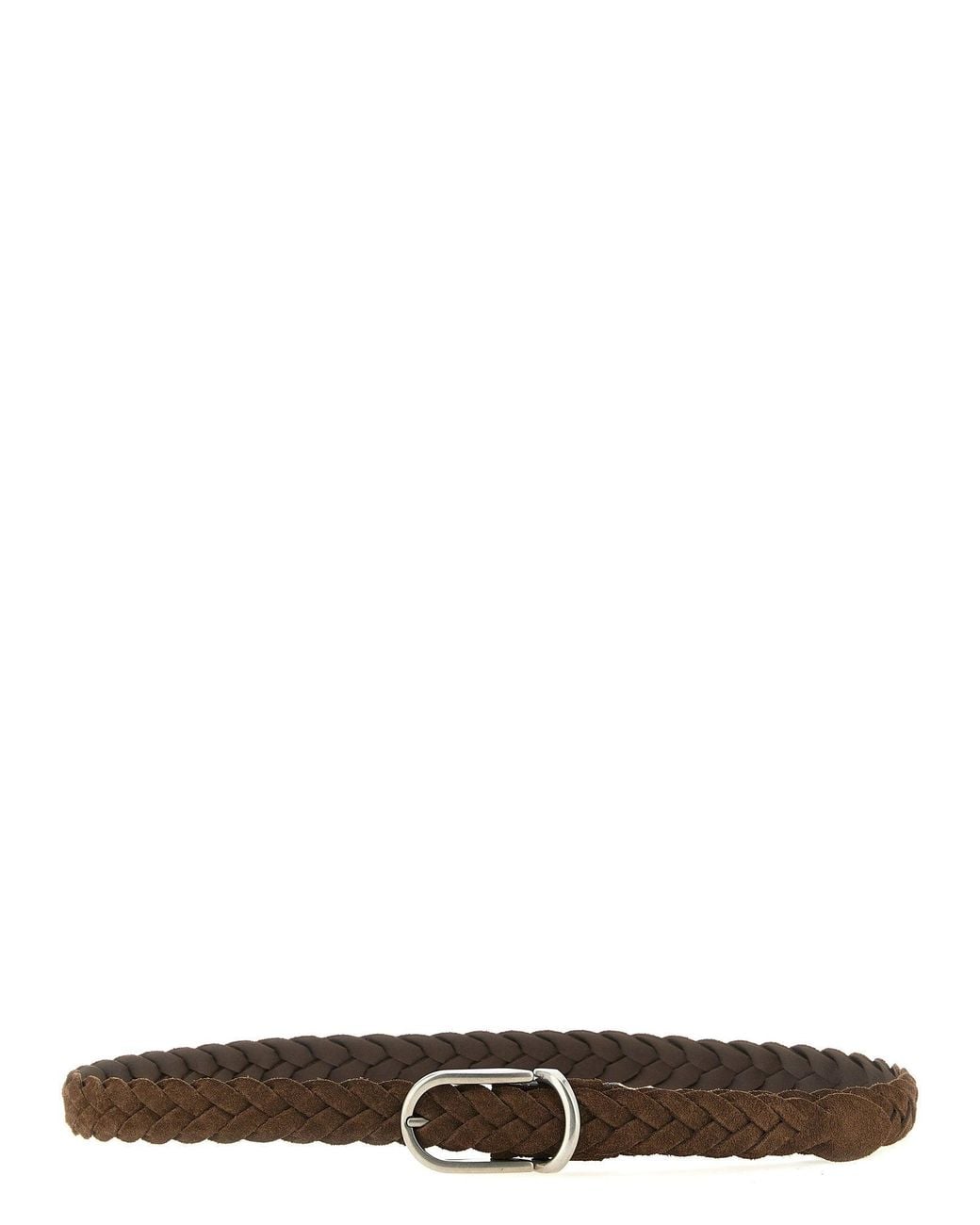 Brunello Cucinelli White Woven Suede Belt for men