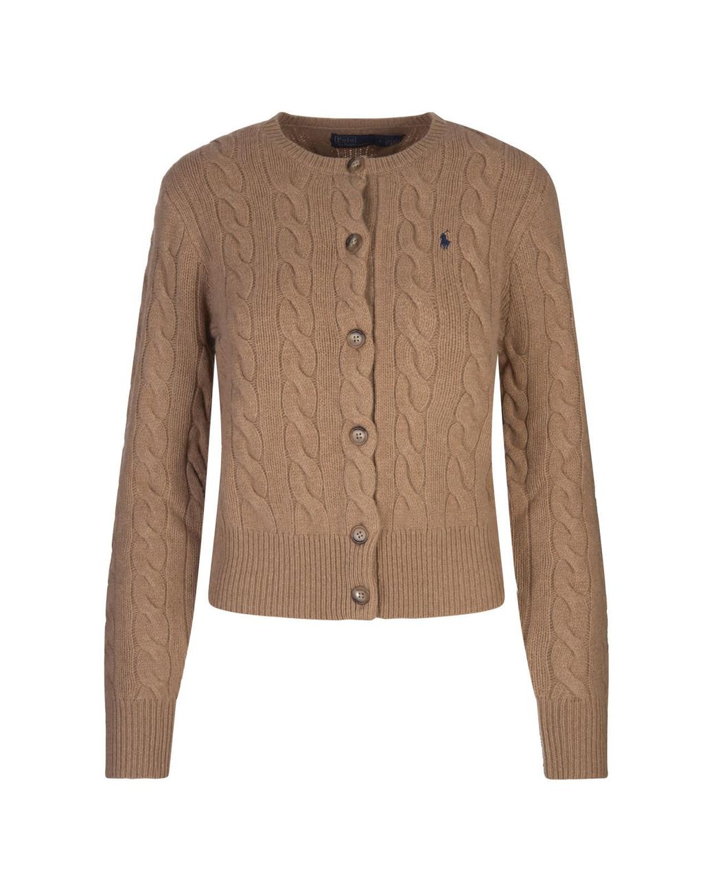 Ralph Lauren Camel Mel Collection Wool And Cashmere Braided Cardigan in Brown Lyst UK