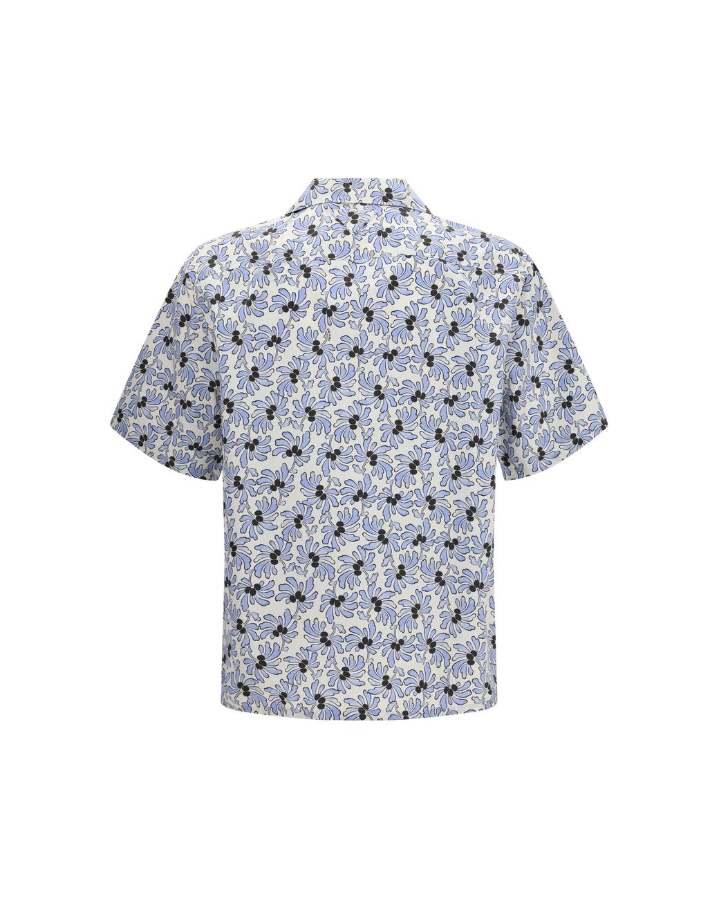 Prada Blue Prada Floral-Print Cotton Shirt — Ivory for men