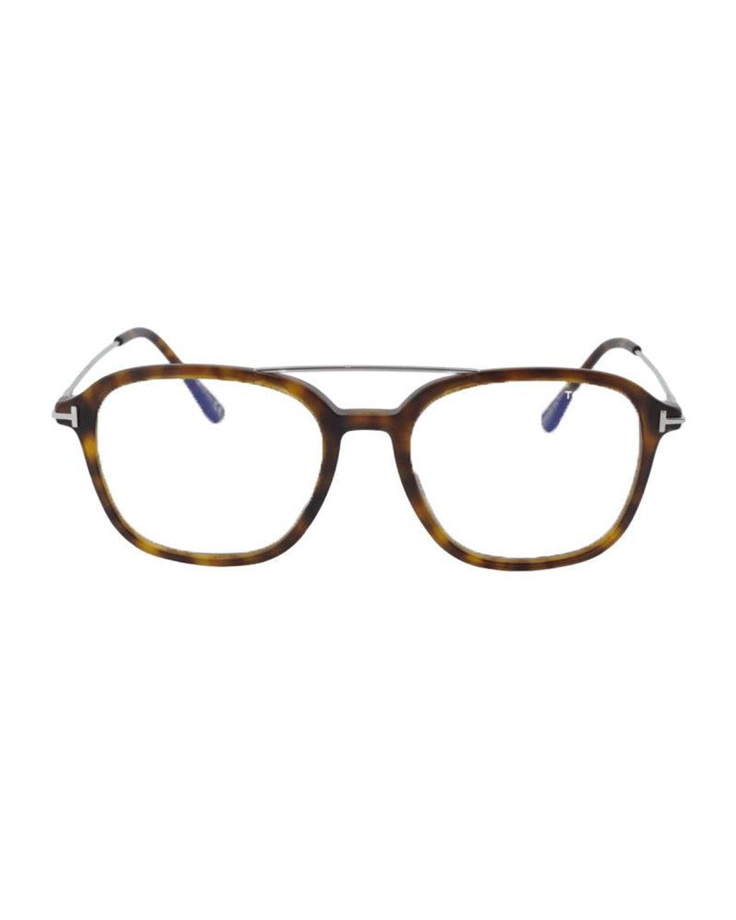 Tom Ford Brown Eyeglasses Rectangle Full Rim, Havana- Frame And Clear Light Lens Ft5610-B056