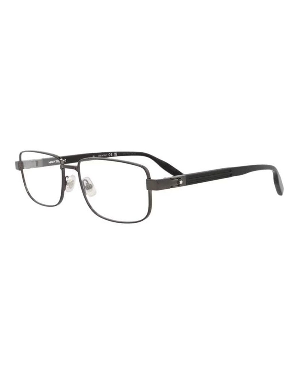 Montblanc Brown Eyeglasses Rectangle Full Rim, Ruthenium Frame And Clear Demo Lenses Lens Mb0034O004 for men