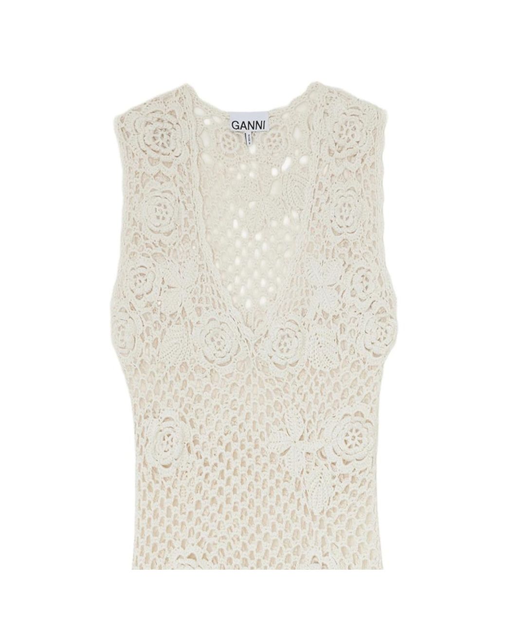 Ganni White Neutrals Dresses