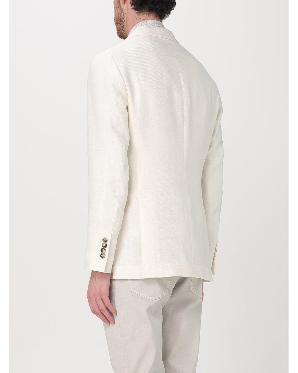 Brunello Cucinelli Natural Off Linen Wool Blazer for men