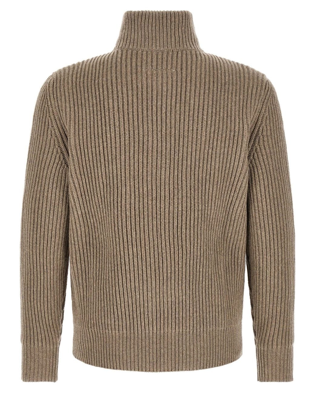 MM6 by Maison Margiela Brown Ribbed Wool Blend Jacket