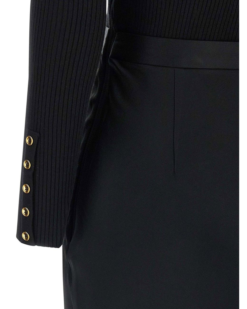 Elisabetta Franchi Black Ribbed Turtleneck Dress