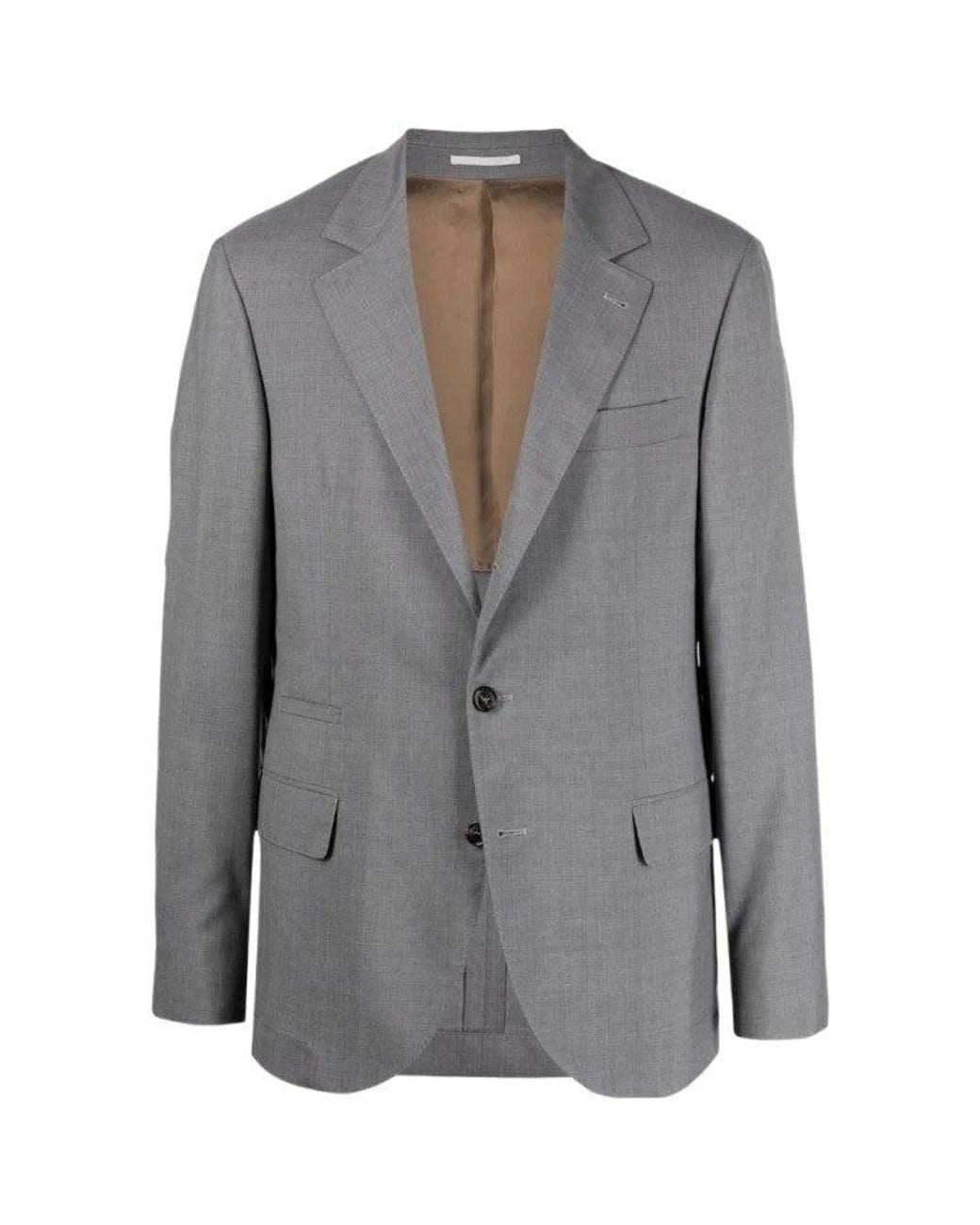 Brunello Cucinelli Gray Wool Silk Blazer Clothing for men