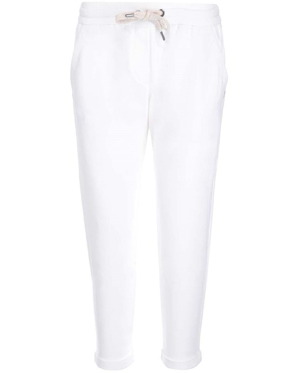 Brunello Cucinelli White Beige Cotton Athletic Pants