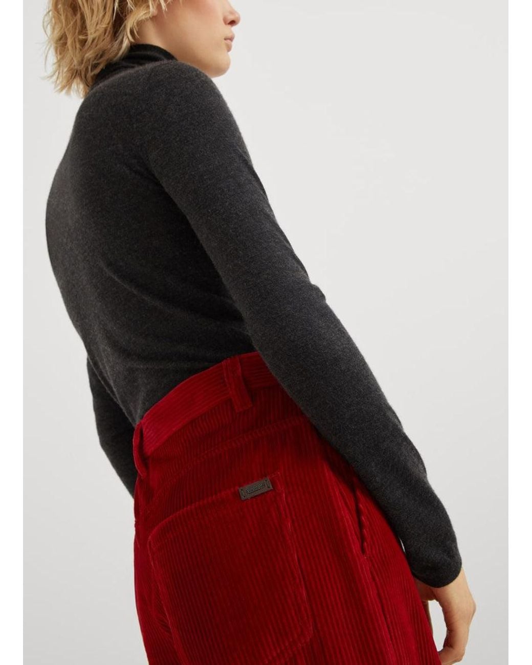 Brunello Cucinelli Red High Rise Trousers