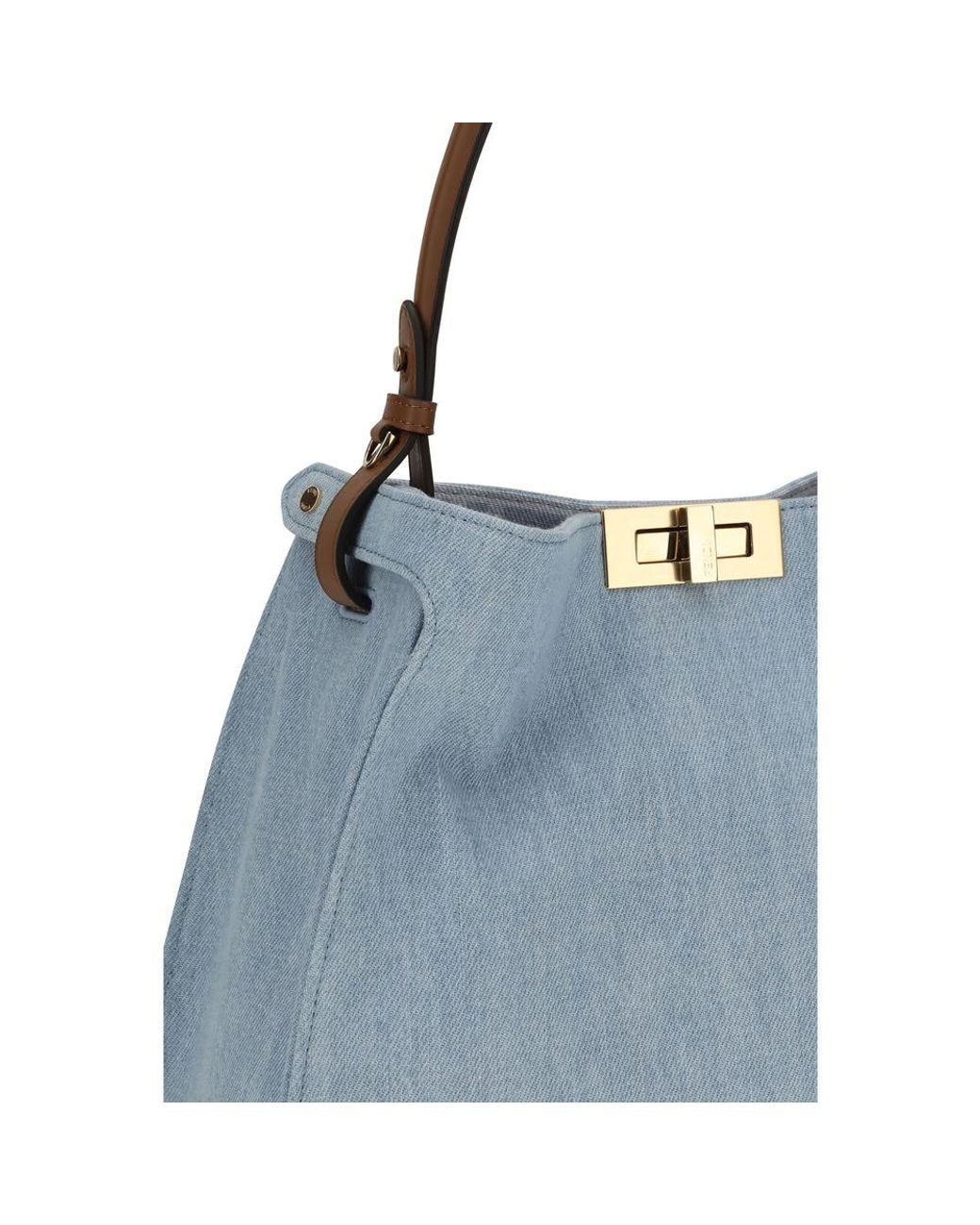 Fendi Blue Cotton Handbag Bag