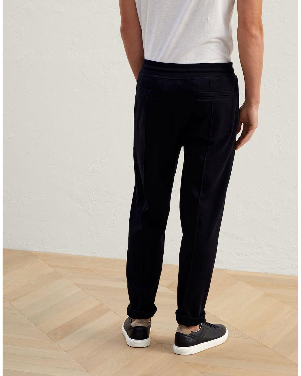Brunello Cucinelli Black Cotton Joggers (workout Pants) for men