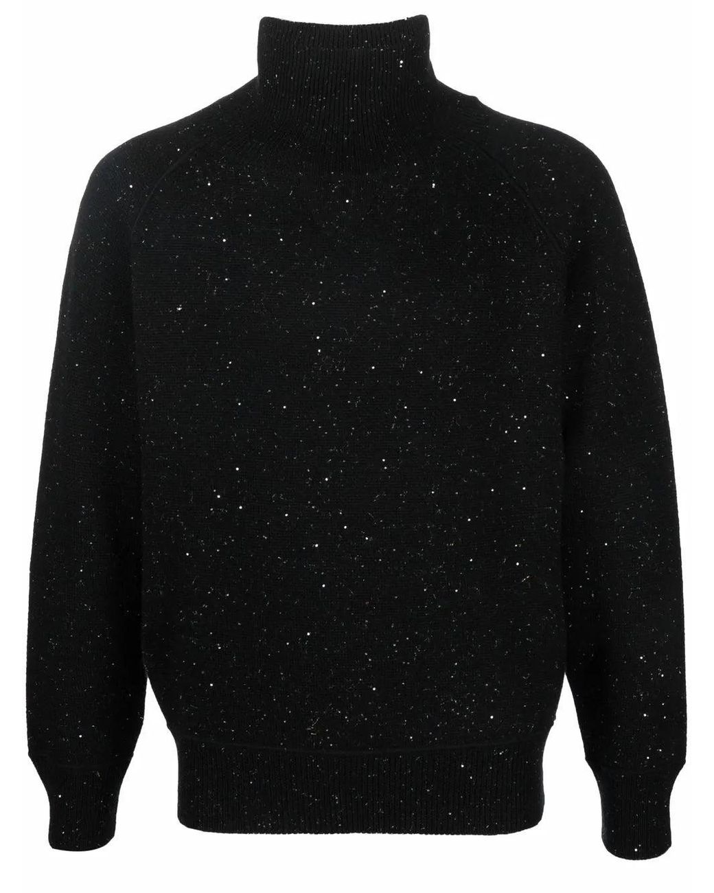 Ferragamo Black Speckle-Knit Roll Neck Jumper for men
