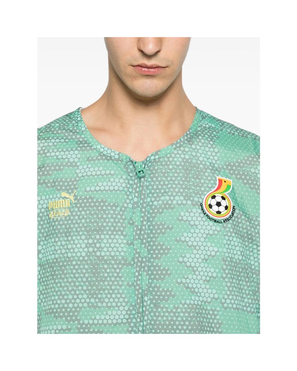 PUMA Green Patterned Zip-Up Jacket for men