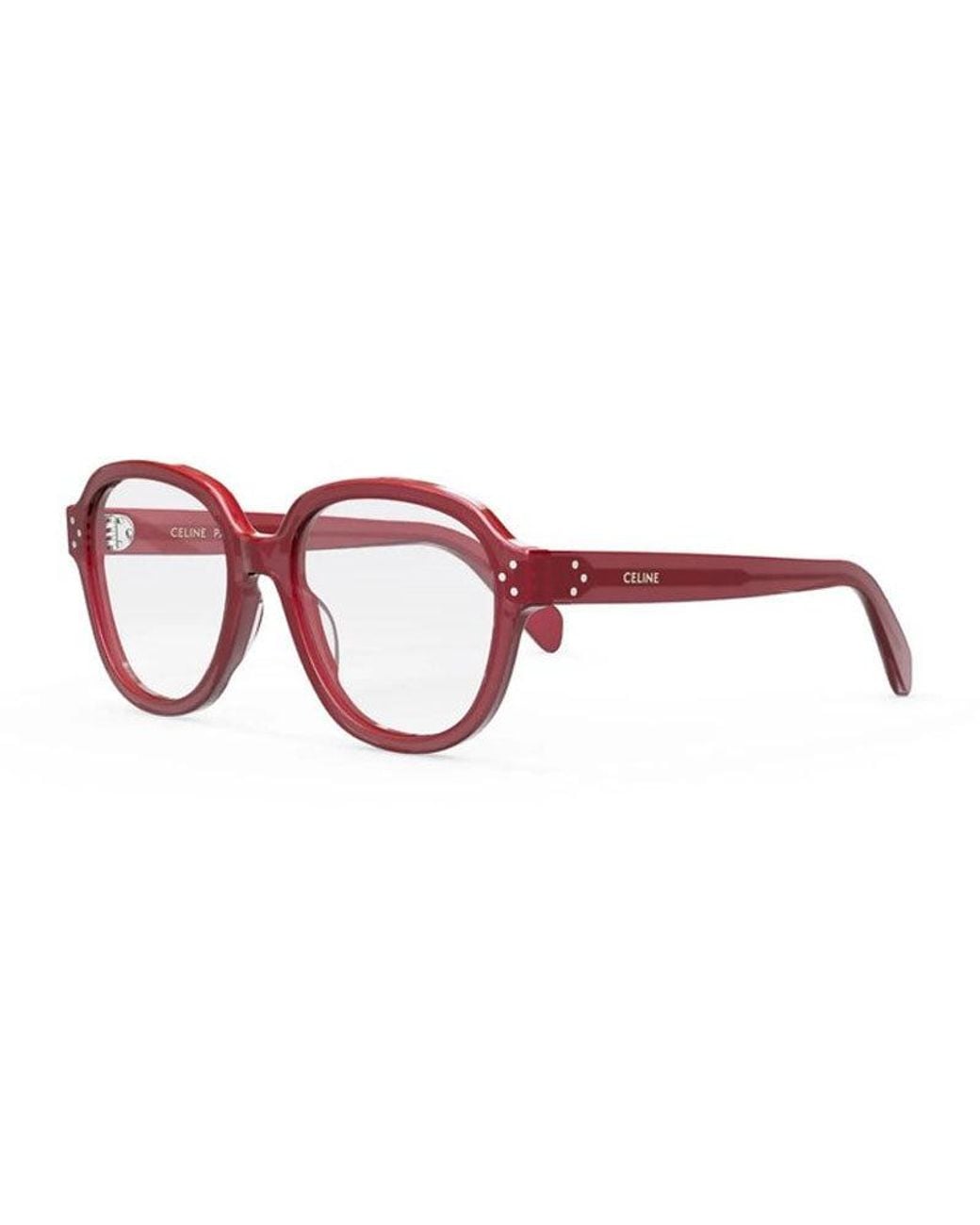 Céline Red Eyeglasses Geometric Full Rim, Transparent Rose Frame And Clear Demo Lenses Lens Cl50107I074