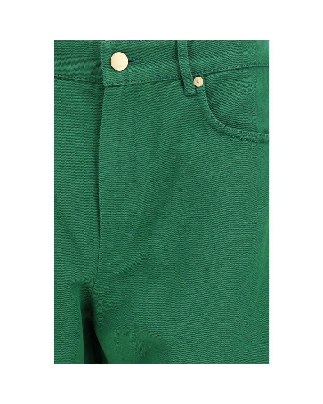 Max Mara Green Cotton Casual Pants