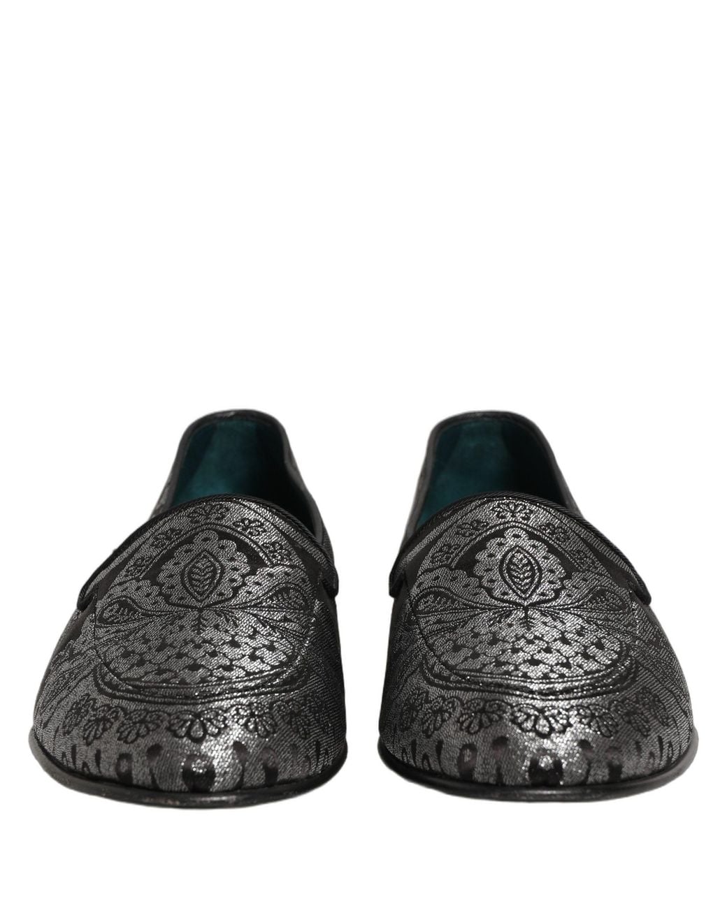 Dolce & Gabbana Black Jacquard Leather Slip On Loafers Shoes for men
