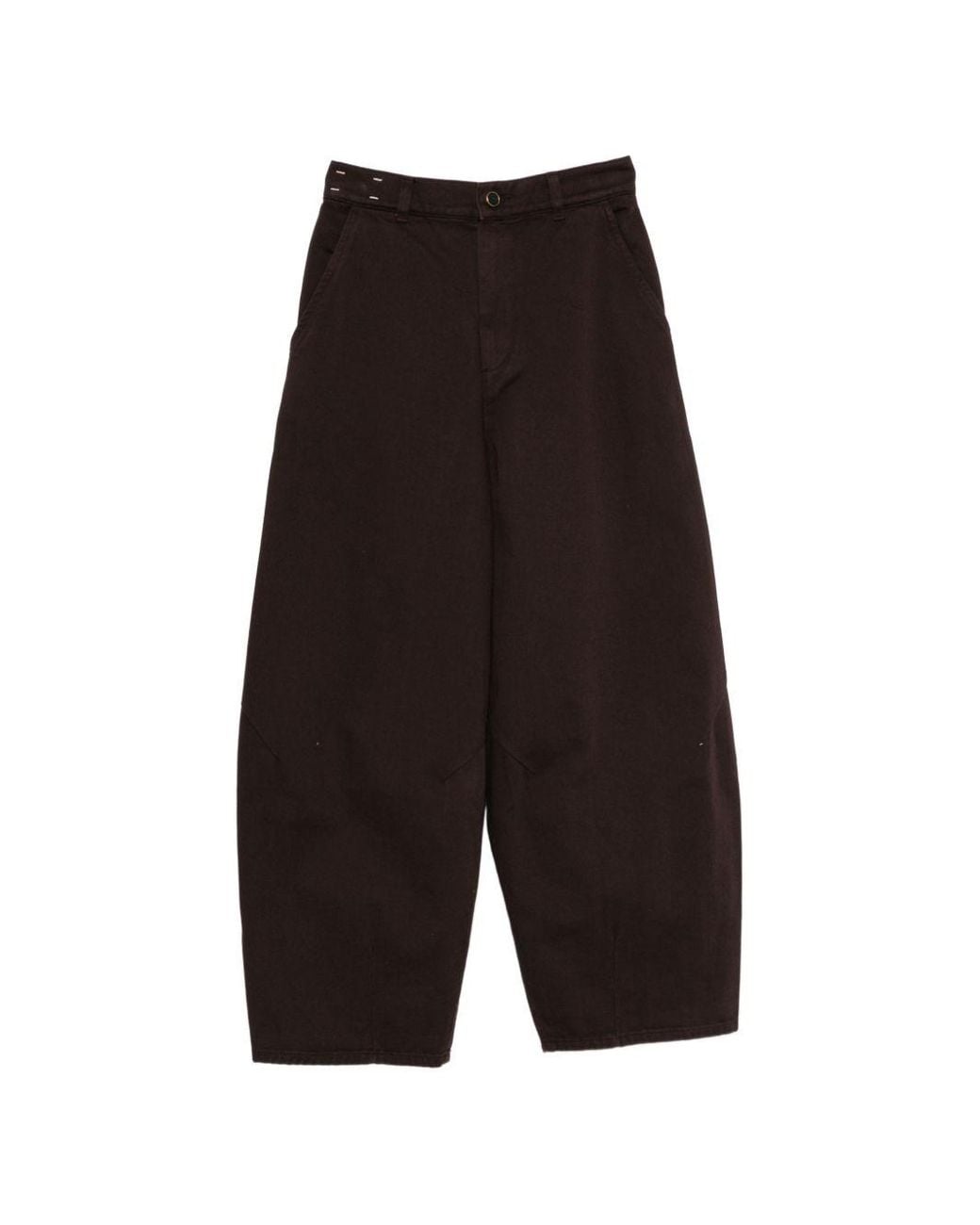 Alysi Gray Cotton Wide-Leg Trousers