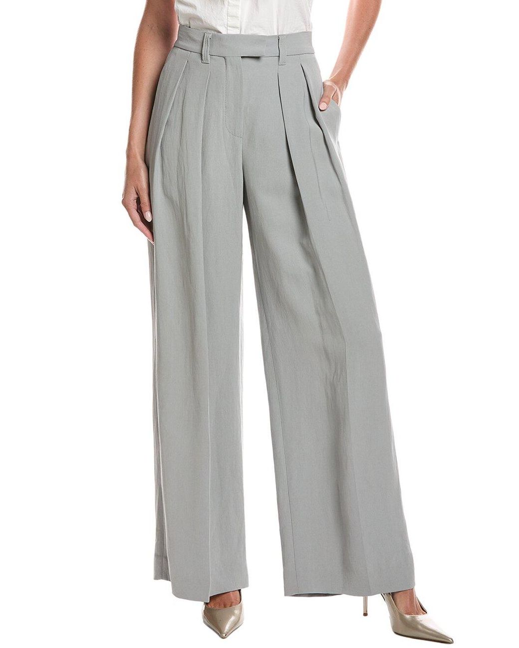 Brunello Cucinelli Gray Light Wide Leg Trousers
