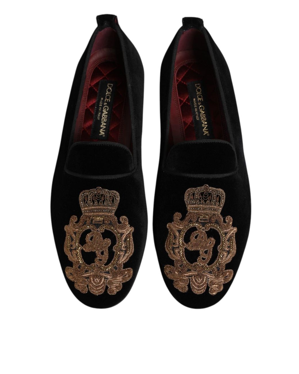 Dolce & Gabbana Black Dolce & Gabbana Velvet With Crown Embroidery Loafer for men
