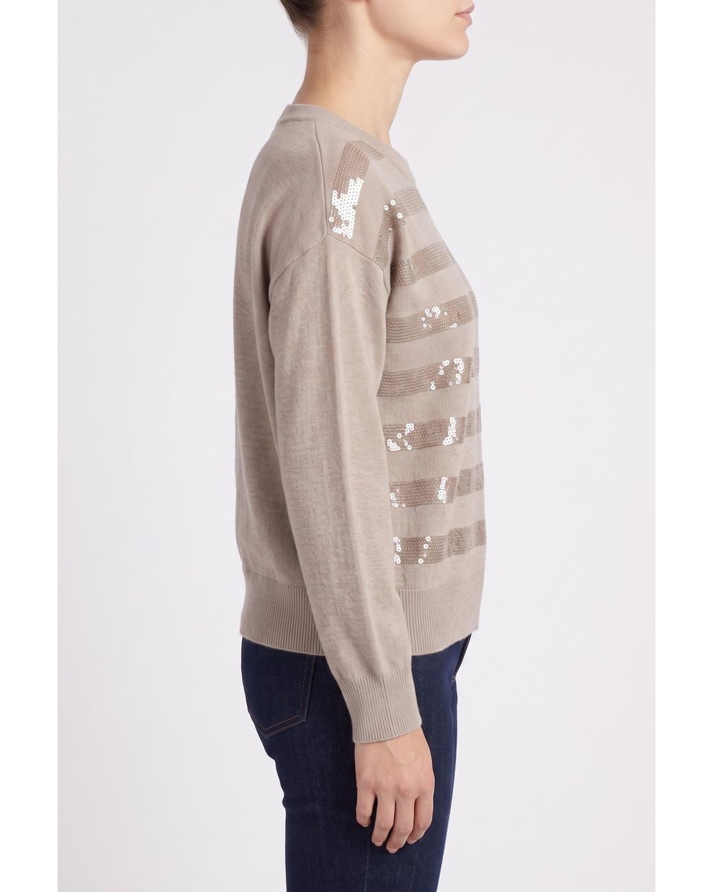 Brunello Cucinelli Blue Cashmere Striped Sweater