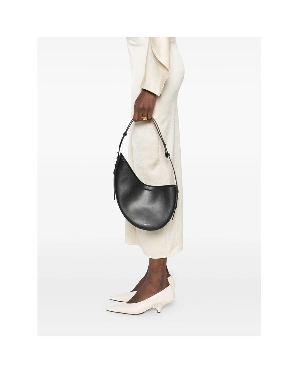 Soeur Black Wino Crescent Sheepskin Shoulder Bag