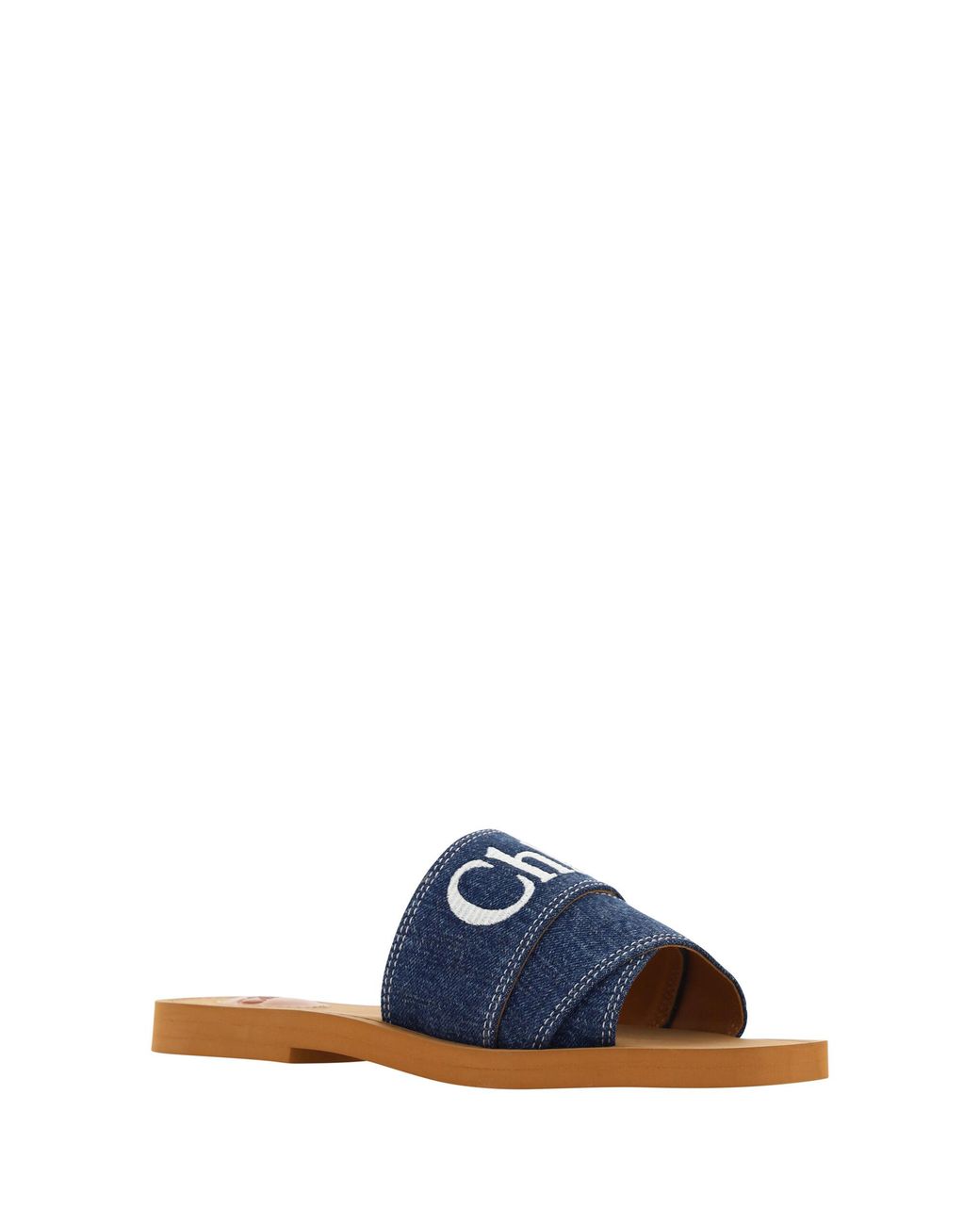 Chloé Blue Denim Cotton Slides Woody Sandals Accessory