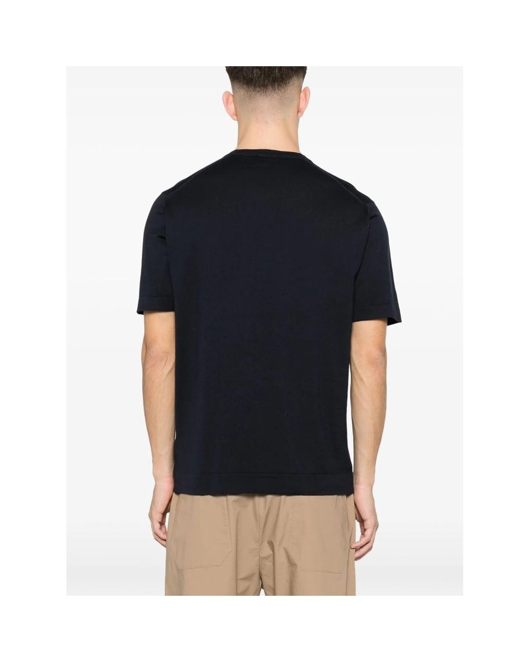 John Smedley Black Lorca Fine-Knit T-Shirt for men