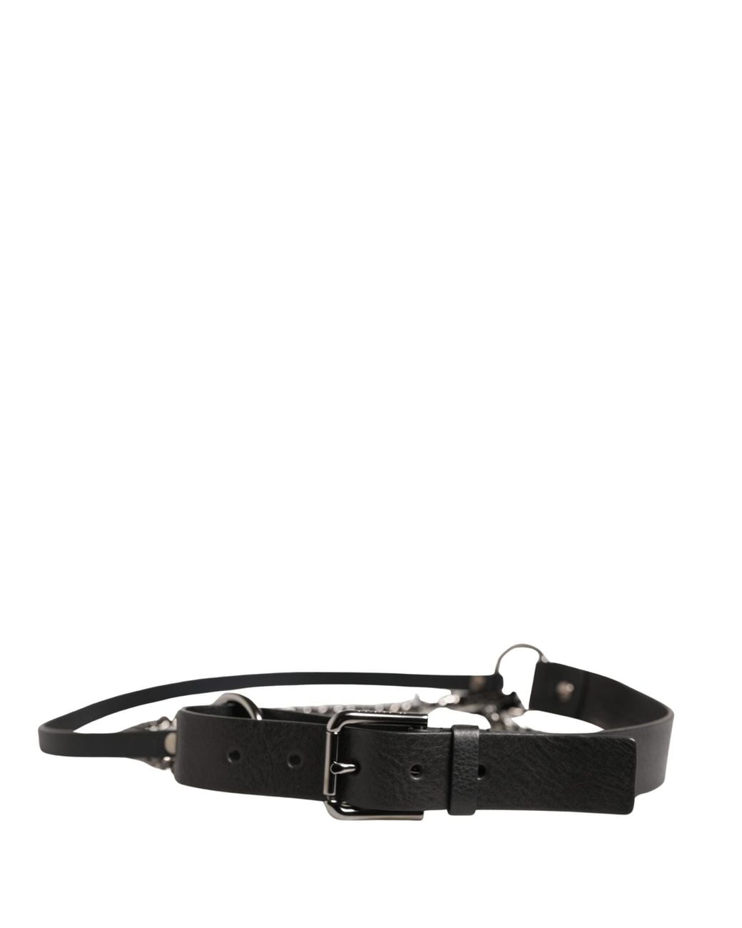 Dolce & Gabbana Black Leather Chain Waist Belt Calf for men