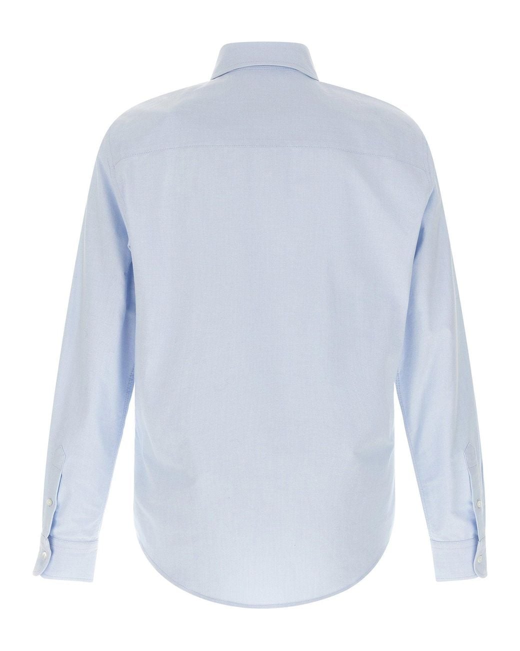 AMI Blue Oxford Cotton With Logo Embroidery Shirt for men