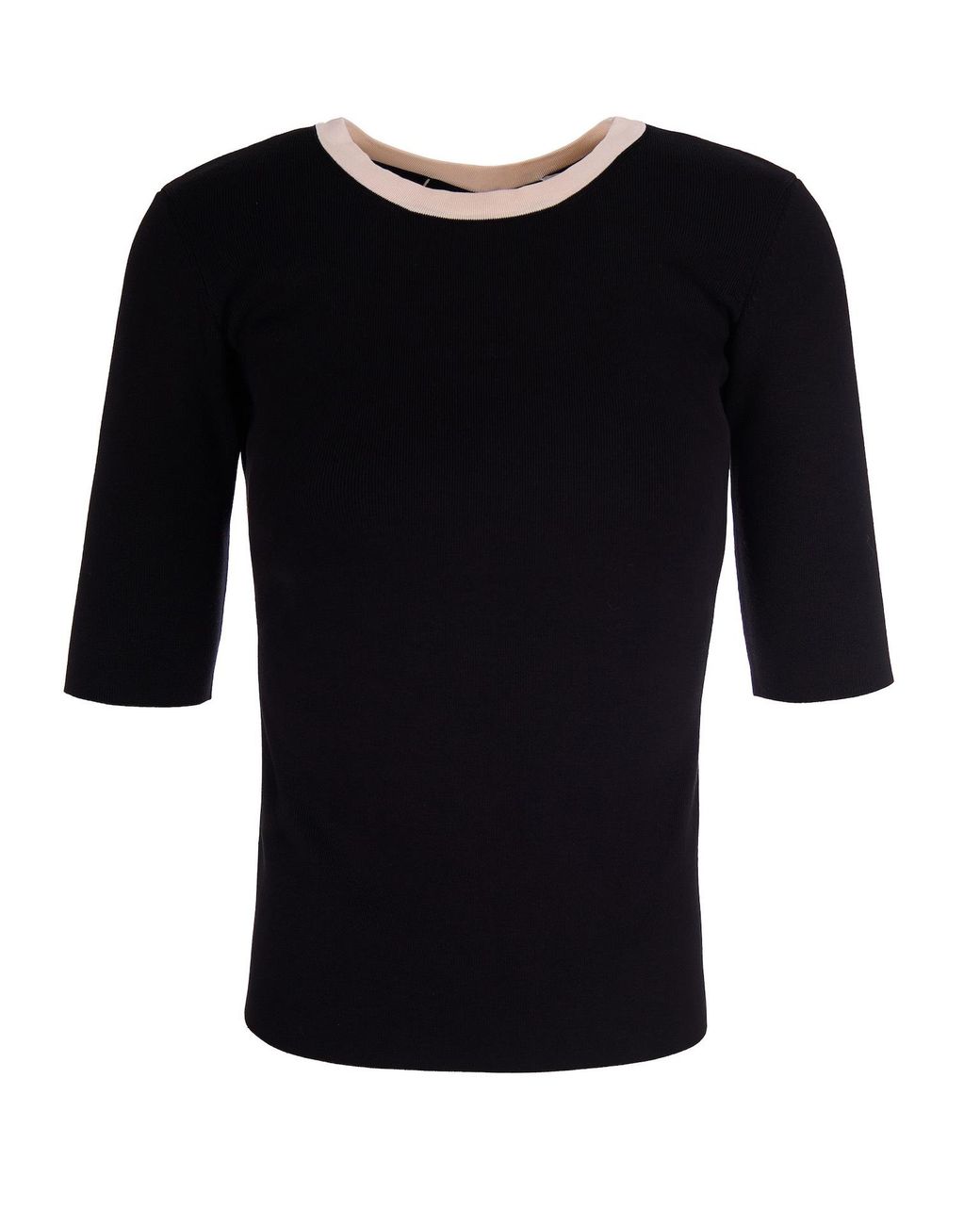 Elisabetta Franchi Black Knit Top With Viscose Bands-Butter Main: Jumpers