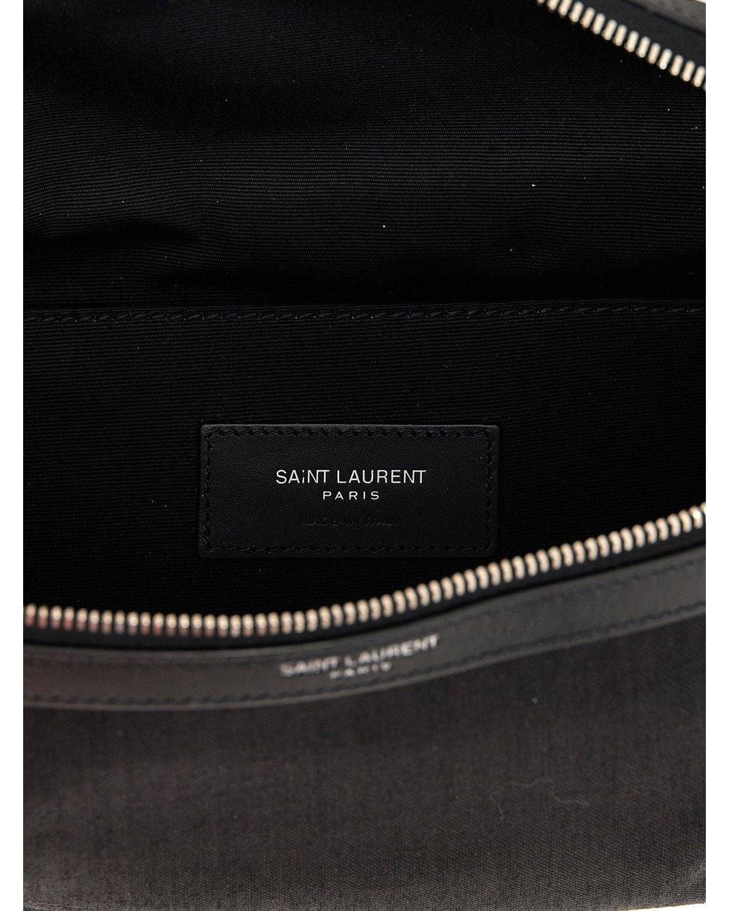 Saint Laurent Black Canvas And Leather Belt Bag