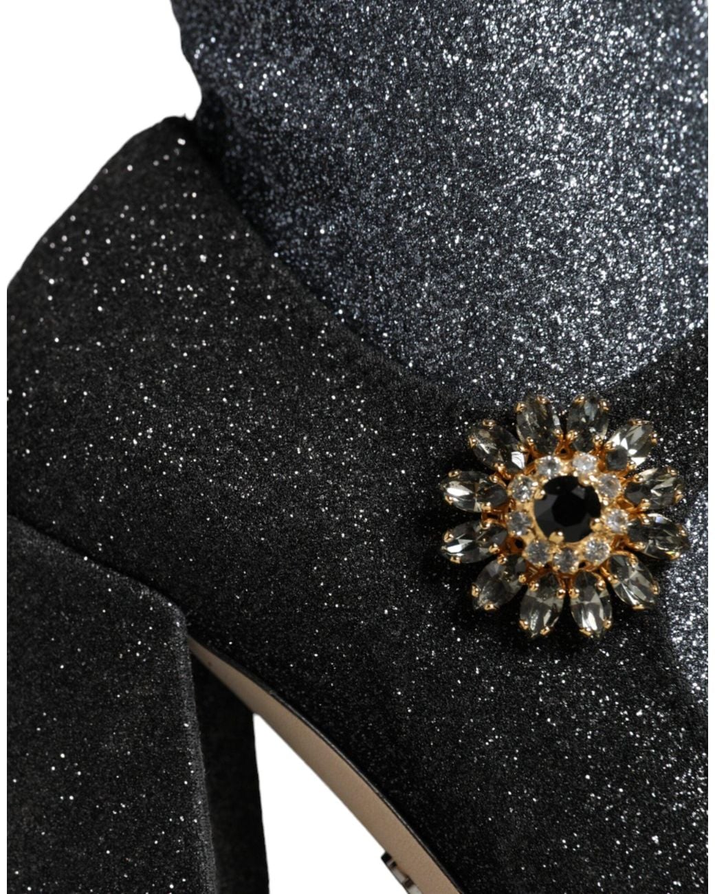 Dolce & Gabbana Blue Dolce & Gabbana Crystal-Embellished Nylon Boot