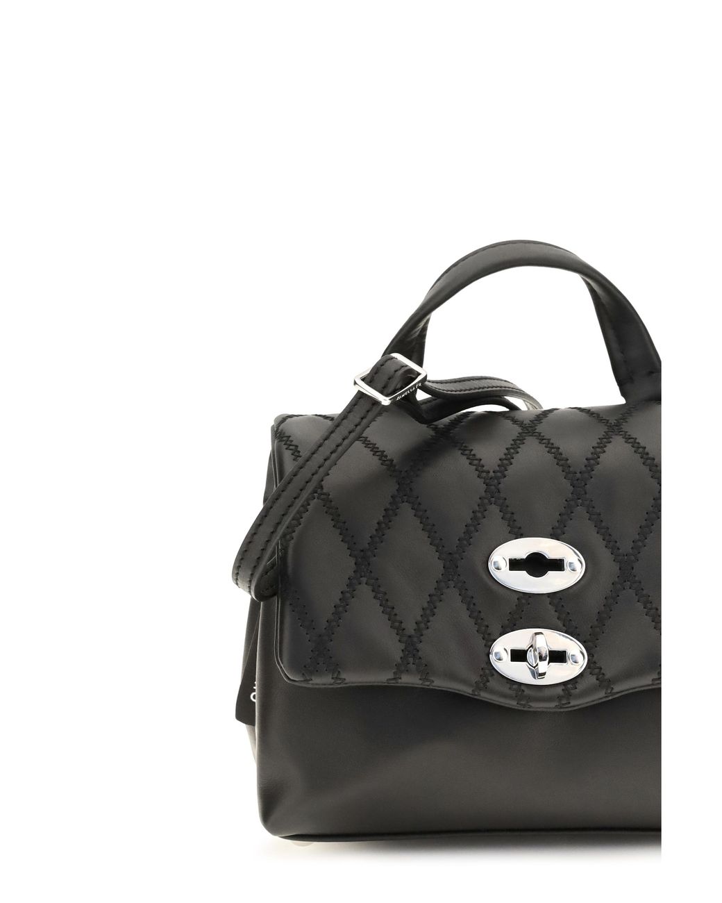 Zanellato Black Mini Postina Tramè Leather Top Handle Bag Calf Bos Taurus Shoulder