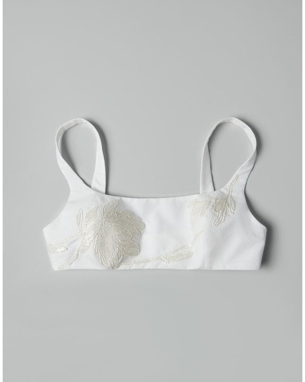 Brunello Cucinelli White Embroidered Cropped Top