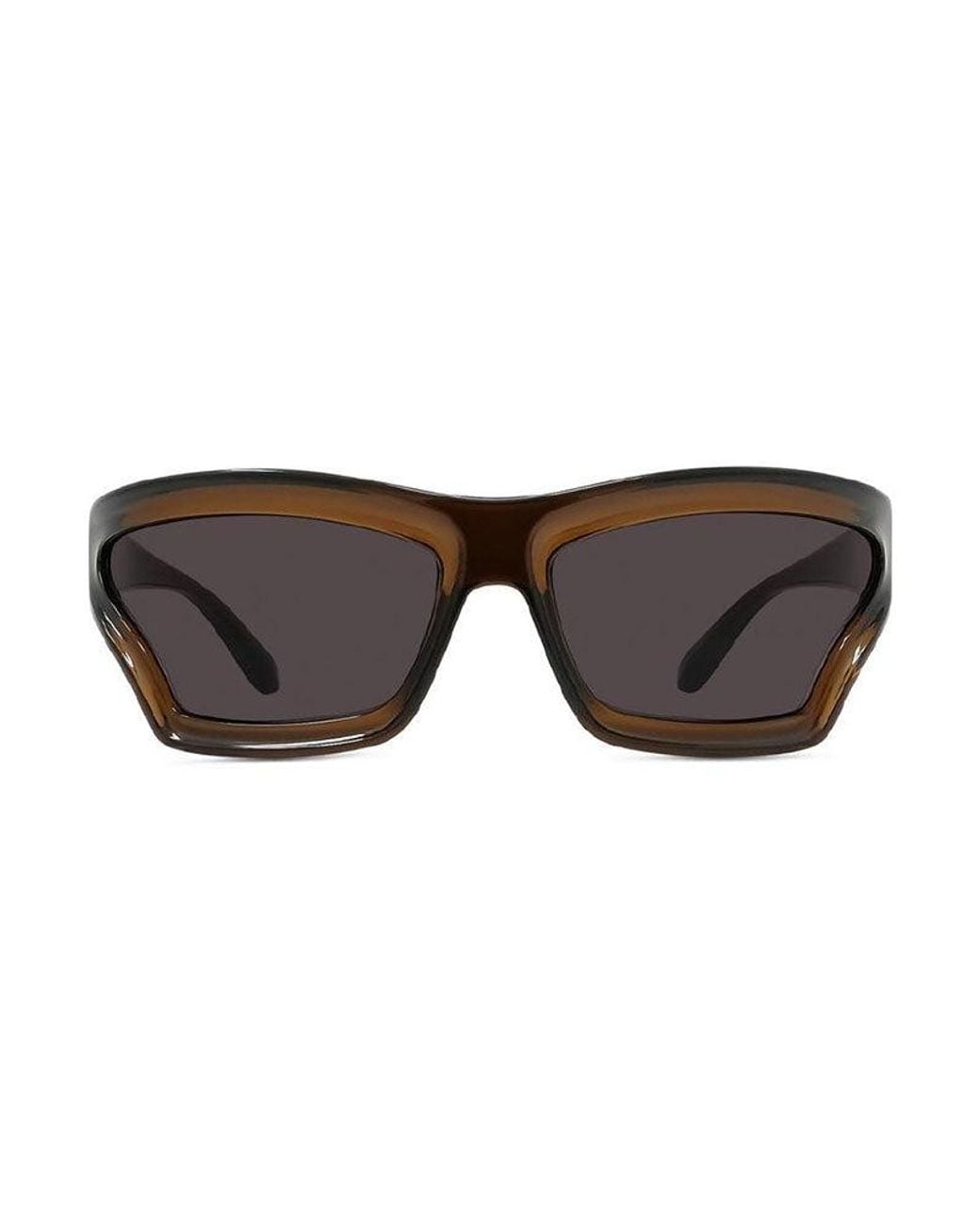 Loewe Brown Sunglasses Rectangle Full Rim, Shiny Frame And Smoke Lens Lw40143U01A
