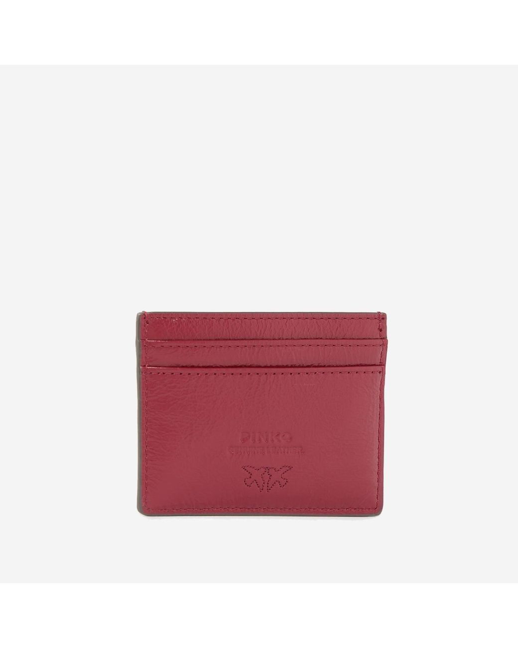 Pinko Red Leather Card Holder With Logo Wallets & Purses
