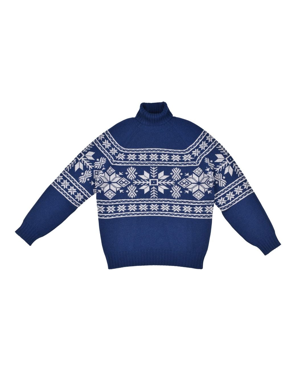 Brunello Cucinelli Blue 100% Cashmere Two Tone Turtle Neck Sweater for men