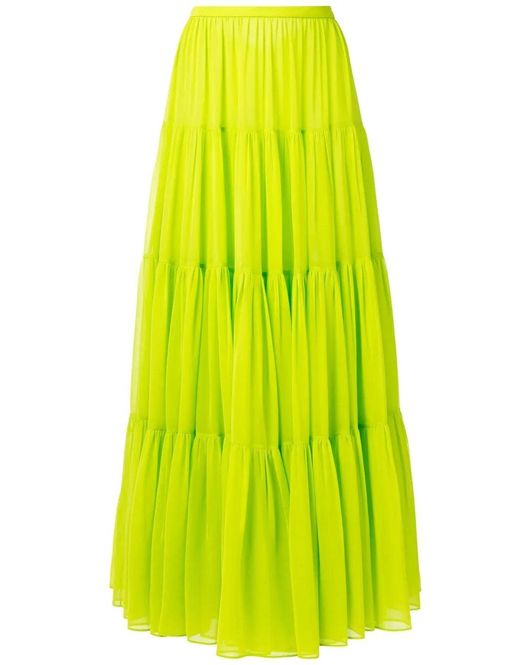 Valentino Green Tiered Maxi-Skirt