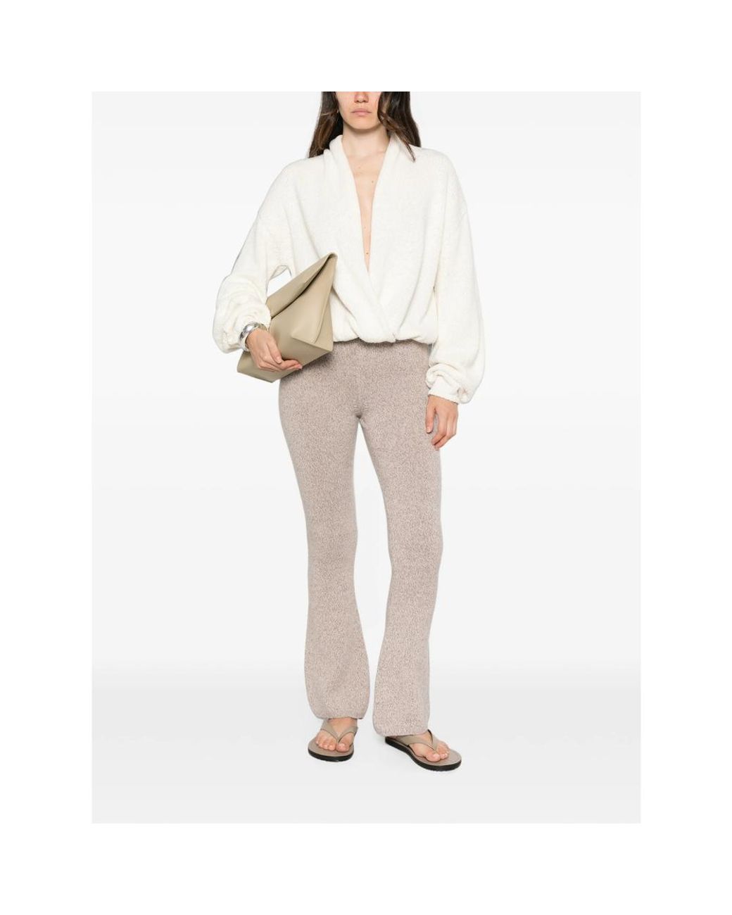 ELY ELY Natural Marl-Knit Flared Trousers