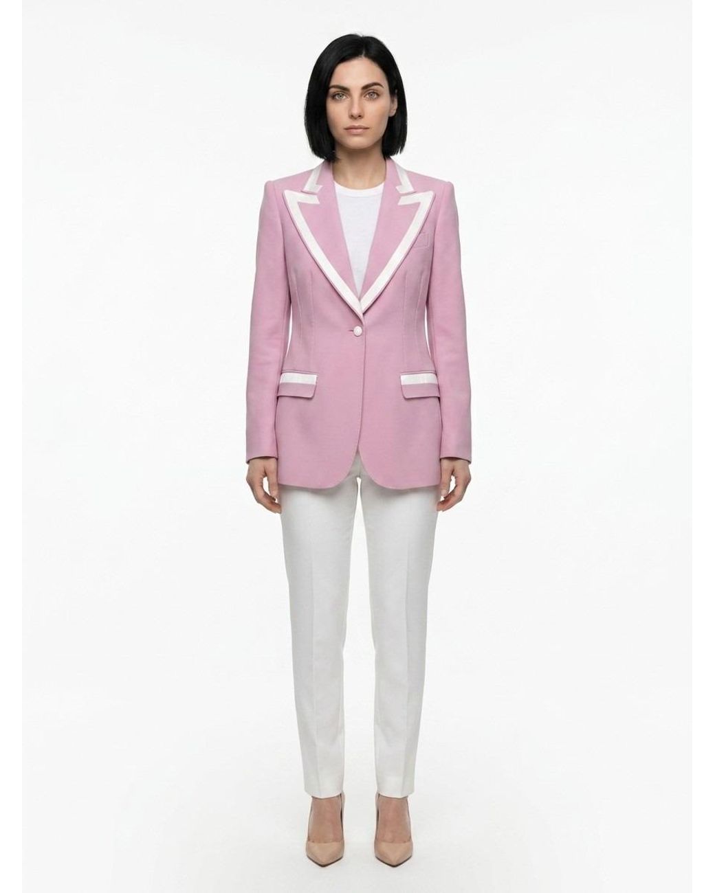 Dolce & Gabbana Pink Elastane Blazer Clothing
