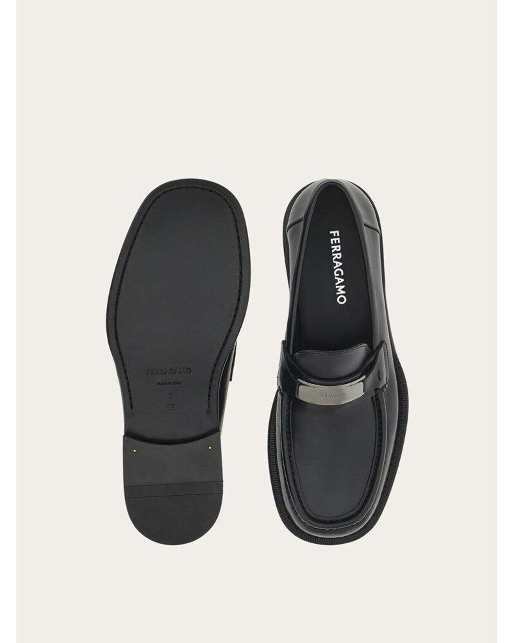 Ferragamo White Calf Leather Loafers for men
