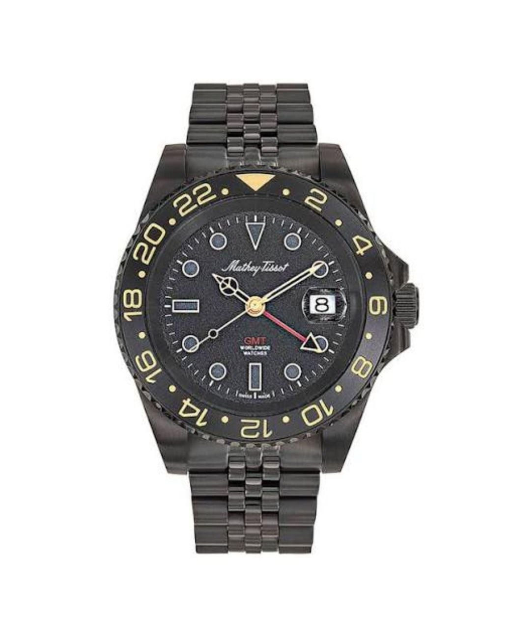Mathey-Tissot Gray Mathey Tissot Stainless Steel Gmt Quartz Watch