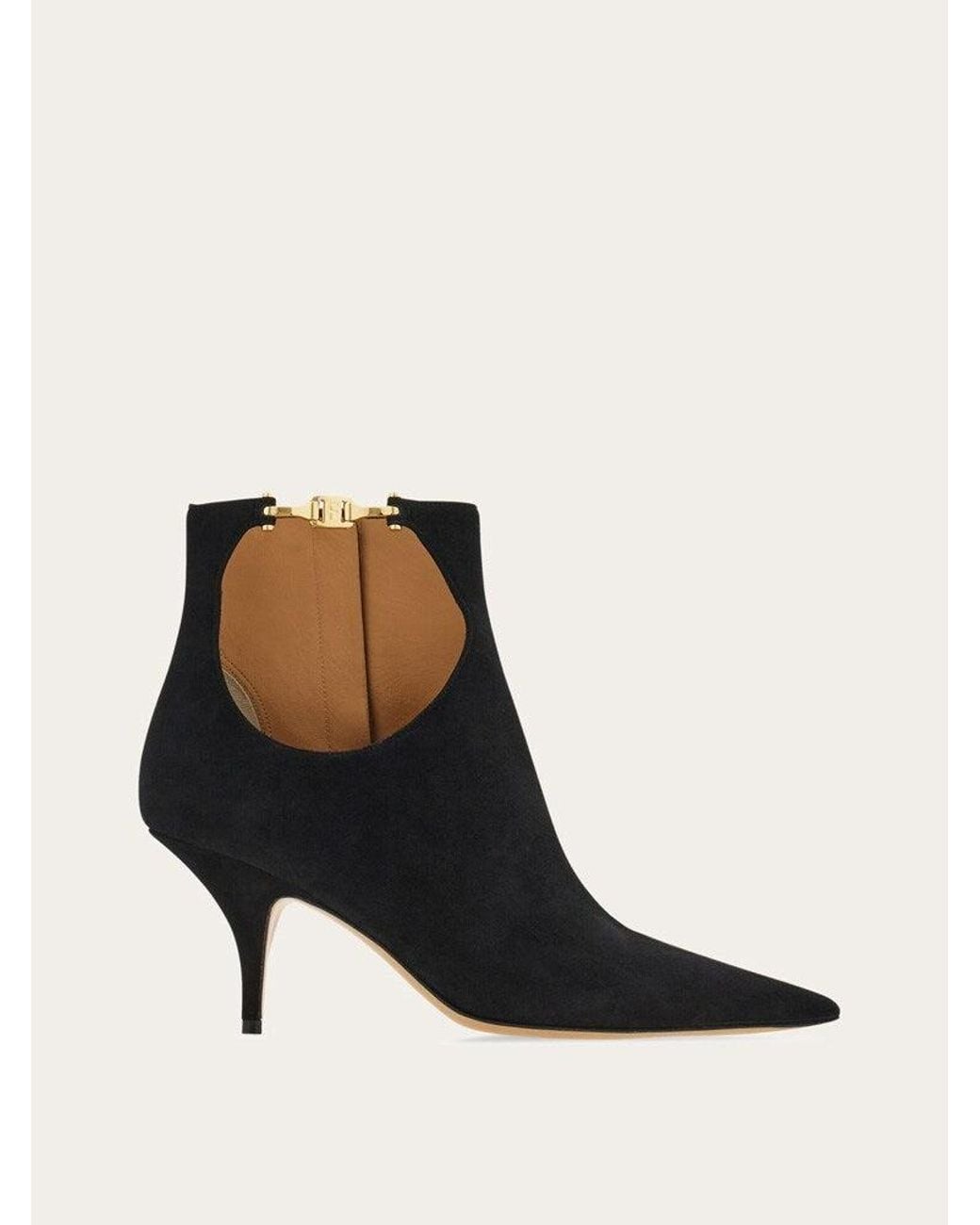 Ferragamo Black Goat Leather Ankle Boots