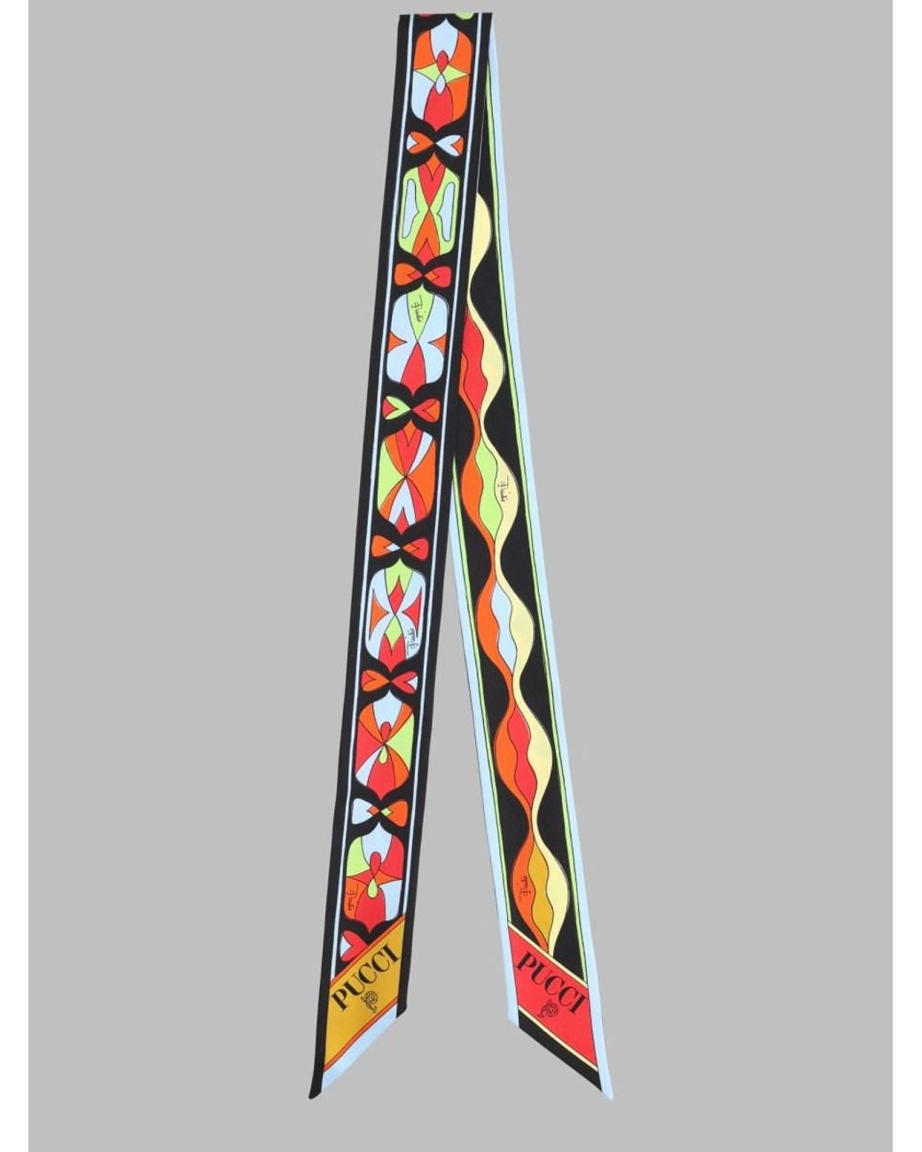 Emilio Pucci White Printed Silk Bandeau Scarf Scarfs