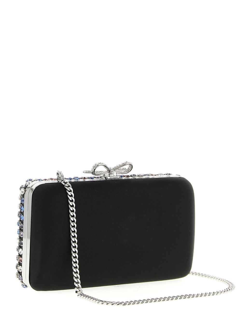Self-Portrait Black Polyester Clutch Bag