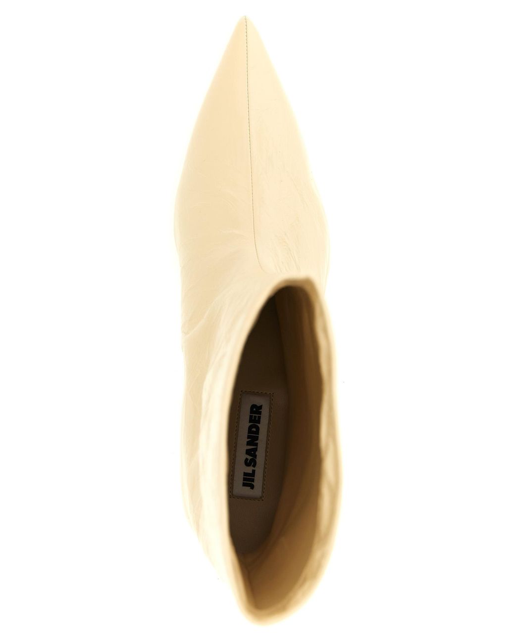 Jil Sander Natural Craquelé Leather Ankle Boots