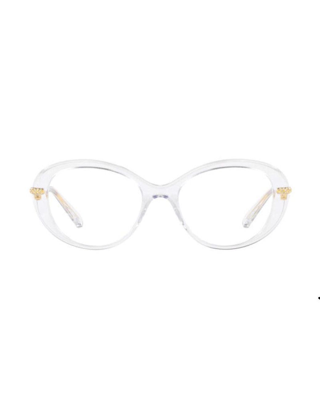 Swarovski Metallic Eyeglasses Oval Full Rim, Crystal Frame And Clear Demo Lenses Lens Sk20011027 Sunglasses
