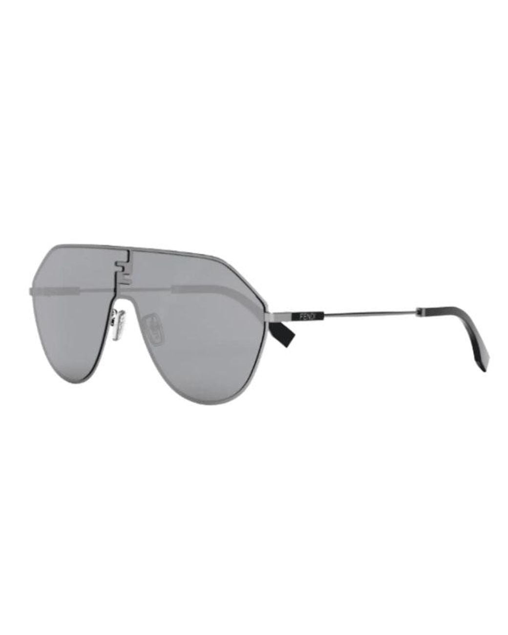 Fendi Gray Sunglasses Aviator Full Rim, Ruthenium Frame And Smoke Mirror Lens Fe40080U12C for men