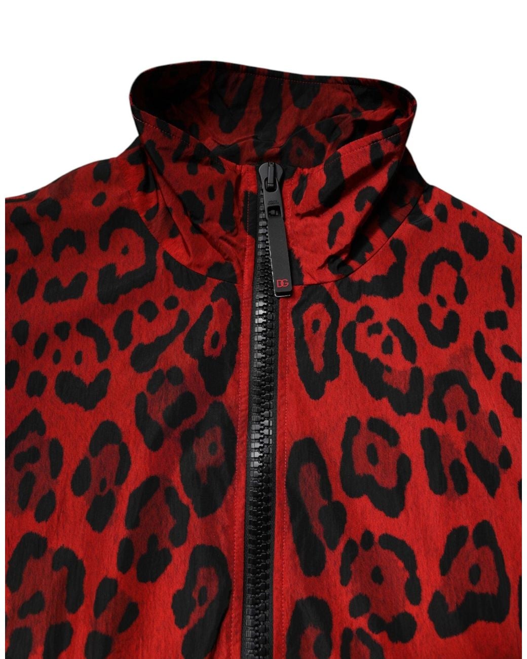 Dolce & Gabbana Red Leopard Print Track Jacket for men